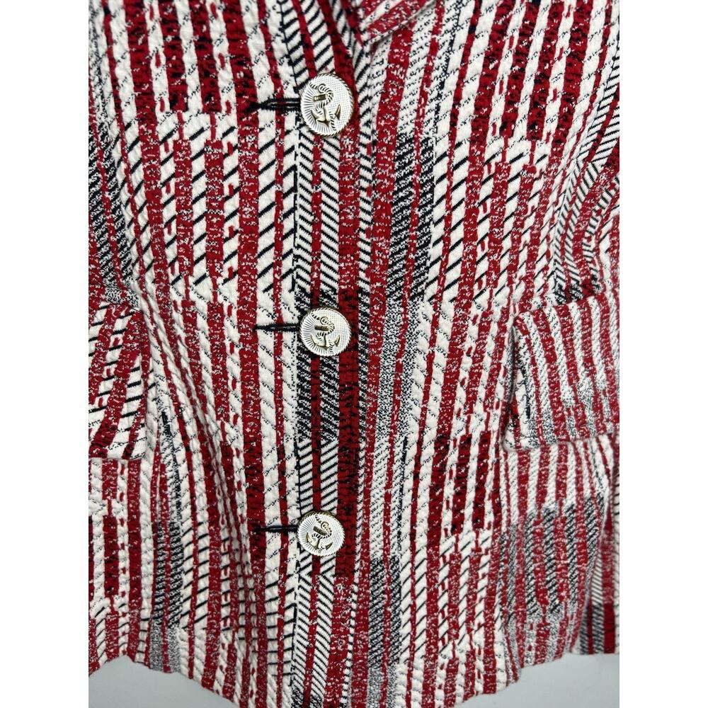 Cabi Patchwork Button-Up Blazer Jacket Red White … - image 3